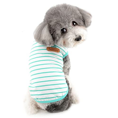 Zunea Dog Shirts for Small Dogs Summer Puppy Pet Clothes T-Shirts Soft Cotton Vest Striped Breathable Sleeveless Tank Top Pet Cats Chihuahua Basic Tee Shirt Apparel for Dogs Girls Boys Green S - Image 2