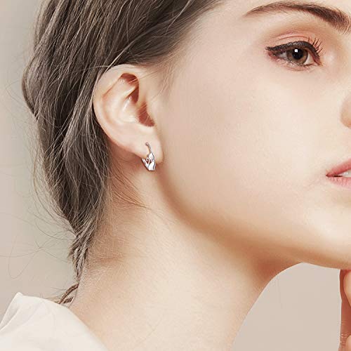 Luhe PYE0880-US-#ZL Cat Earrings Sterling Silver Cute Cat Earrings Small Animal Cats Leverback Dangle Hoop Earrings Dangles Jewelry Christmas Gifts thumb #1