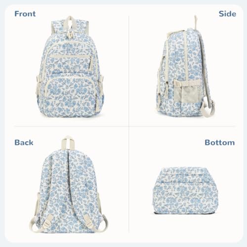 jingyuKJ Cute Floral Backpack Coquette Quilted Back Pack 3pcs Daypack by jingyuKJ - Used condition - Image 2