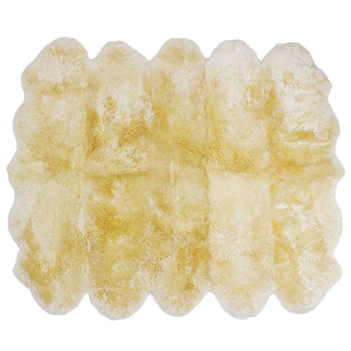 ムートンラグ 天然 オーストラリア産 長毛 10匹物 ラグ ベージュ 220×180cm 洗える 日本製 NF010BE