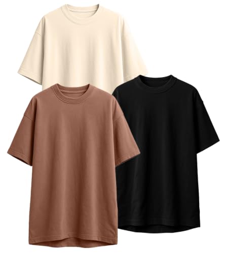 JUNEBERRY® 100% Pure Cotton Drop Shoulder Oversized Baggy Fit Hal...