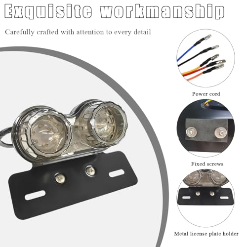 Image of Wevdn 40-LED 40W Motorcycle Tail Light, Integrated Running 40 LED Brake Stop Light with License Plate Bracket, Turn Signal Lamp Tail Light for Motorcycle Street Bike Cruiser (Black)