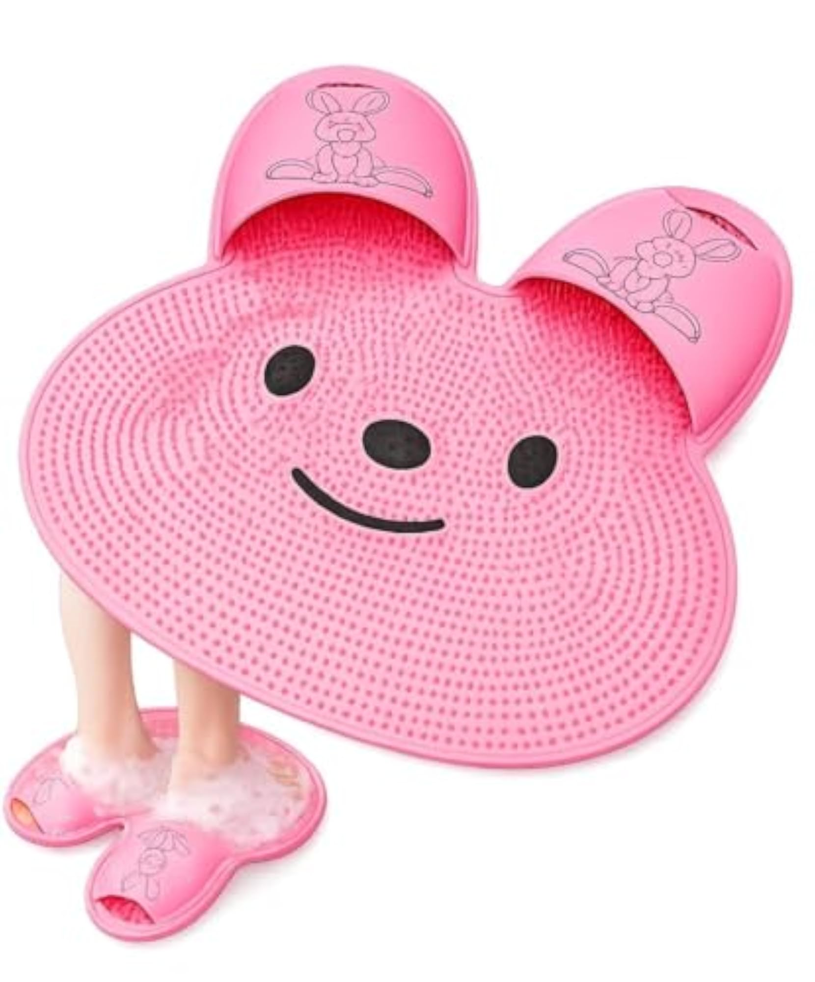 Extra-Large Shower Foot Scrubber Mat, Rabbit-Shaped