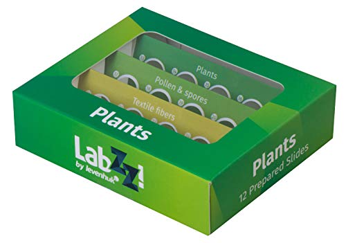 Levenhuk LabZZ P12 Plants Prepared Botany Slides Set for Microscope with Specimens of Plants, Pollen, Spores, Textile Fibers