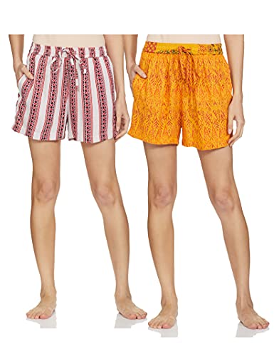 Image of Indigo Women's Bermuda Shorts (Pack of 2) (AW21 /BLC-064 E Color Name: White +Yellow S)