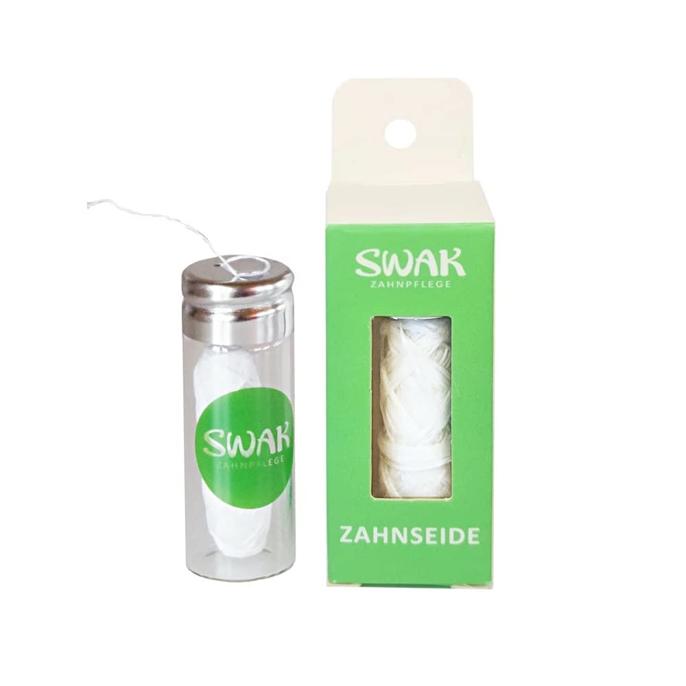 Swak Zahnseide "Plastikfrei" - Glasflakon 30m (10er Pack)