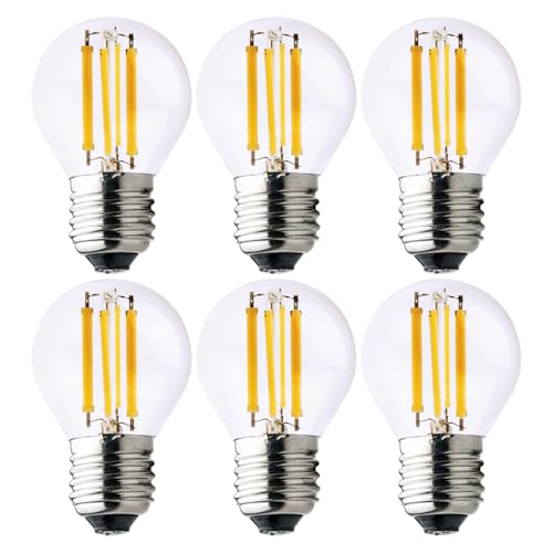 FEILEMAN Glühbirne E27 LED Lampe G45/P45 Birne 6W (Ersetzt 60W) 676LM 3000K Warmweiß, Golf E27 Clear Filament G45 Mini Globe Birne Nicht Dimmbar,6 Stück