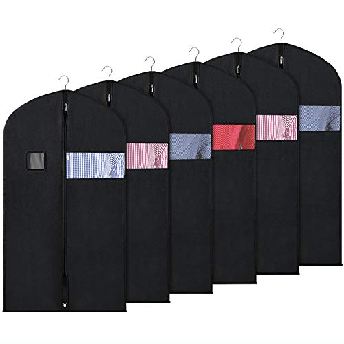 ZILINK Garment Bag Suit Bags for Storage 40-inch Suit Covers for Women with Clear Window and ID Card Holder for Suit, Dress and Coat Closet Storage,Set of 6