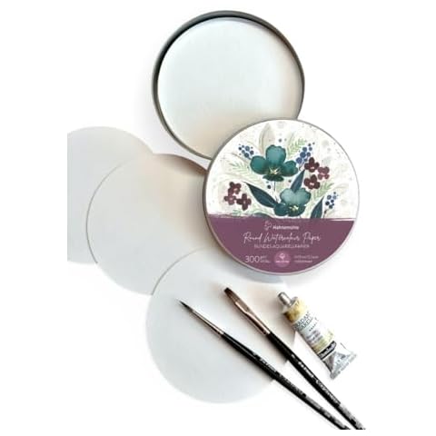 Round Watercolour Paper 300g/m², Metal case, fine Texture, 13 cm, 30 fls Cover