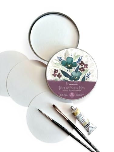 Round Watercolour Paper 300g/m², Metal case, fine Texture, 13 cm, 30 fls