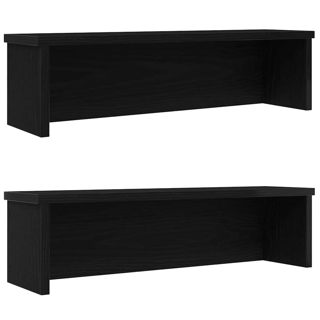 Vidaxl (Black, 60 X 15 X 16 Cm/ 2 Pcs) Kitchen Racks Stackable Storage Shelf Counter Shelf Cabinet Organizer