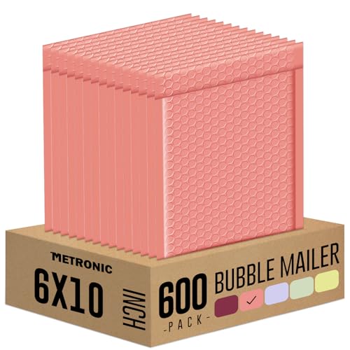 Image of Metronic Bubble Mailesr 6x10 inch 600 Pack Pale Pink Padded Envelopes