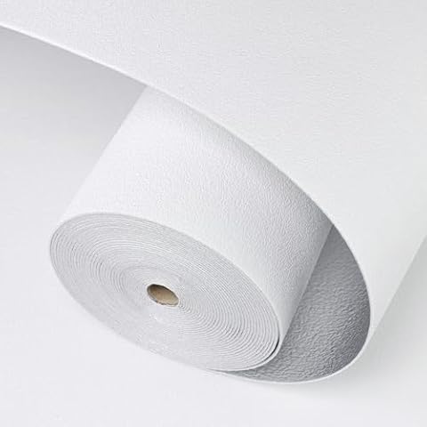 Qianglive Peel and Stick Foam Cotton Self-Adhesive Textured Wallpaper Thick Wallpaper White Vinyl Wall Paper for Wall Decor Children's Room 17.3"×472"/56.8sq ft Cover