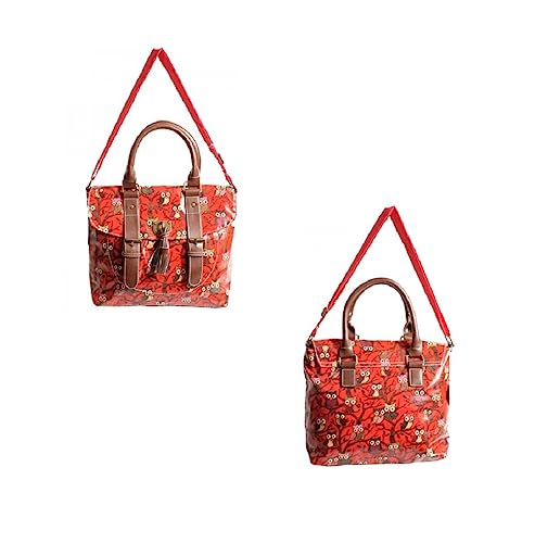Sac à main en toile cirée imperméable à motif hibou pour femme, Rouge, Fashion Bag