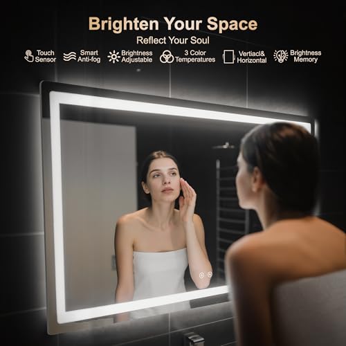 Delma LED Bathroom Mirror with Lights, 30x50 Vanity Mirror for Bathroom Wall, Anti-Fog, Dimmable, Front Lit & Backlit, Memory Function, Shatterproof Tempered Glass, 3 Color Modes(Horizontal/Vertical) - Image 3