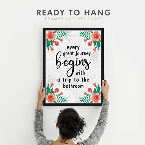 Image of Chaka Chaundh - bathroom poster - bath posters with frame - bathroom quotes framed posterss - bath etiquette poster - bathrooms rules posters - (14 X 11 inches) (Floral)