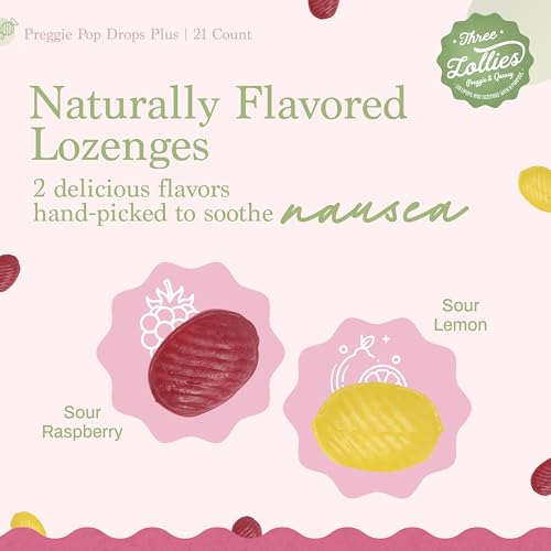 Image of Preggie Pop Drops Plus | 21 Drops | Vitamin B6 for Morning Sickness & Nausea Relief during pregnancy | Safe for pregnant Mom & Baby | Gluten Free | Two Flavors: Lemon & Raspberry