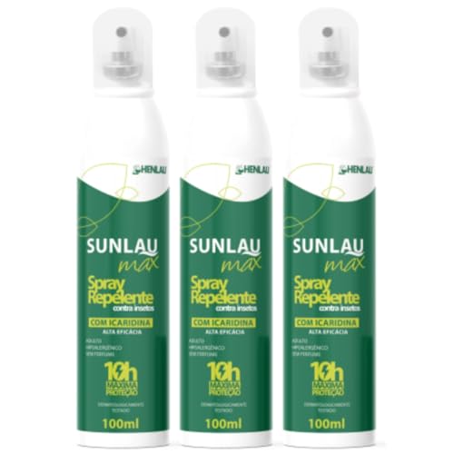Kit 3 Repelentes contra Insetos Sunlau Max Spray Proteção 10h Hip...