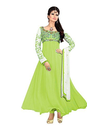 Clickedia Women's Faux Gorgette Semi Stitched Anarkali Suit