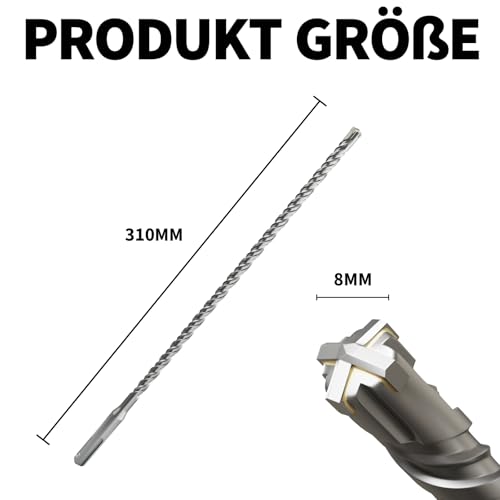 SDS Plus Bohrer 8 mm×310 mm für Beton, Mauerwerk & Stein – langlebig und leistungsstark