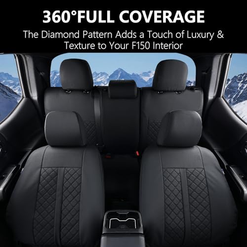 Image of Truckiipa Tacoma Truck Seat Covers Full Set Leather Waterproof Seat Covers Fit for 2005-2015 Toyota Tacoma Double Crew Cab, Full Set, Black