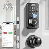 Ulecoce Keyless Entry Door Lock Built-in WiFi with Handle Set, Smart Lock with App Control, Electronic Keypad Deadbolt with Doorbell, One-time Code, Auto-Locking, Easy to Install