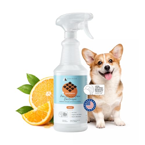 kin+kind Pee+Stain+Odor Destroyer - Multisurface - Maximum Strength - Stops Re-Marking - USDA Certified Biobased - Citrus - 32 fl oz