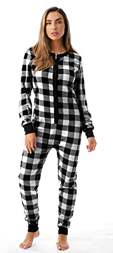 #followme Womens Henley Thermal Onesie Buffalo Plaid and Tie Dye