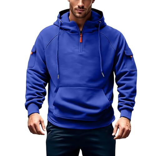 Mens Tactical Sweatshirt Quarter Zipper Hoodie Pullover Tops with Multi Pockets Dressy Casual Fashion Vintage 20252