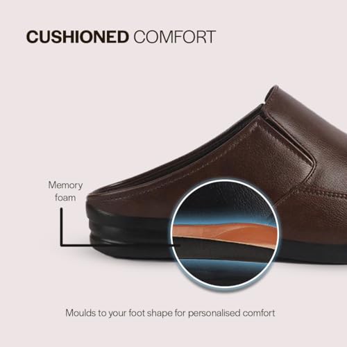 Image of FAUSTO Men Formal Back Open Memory Cushioned Insole Slip On Shoes | Office, Meetings, Event Slip Ons with Comfort All Day Long | Semi Formal Outfit Shoe, Anti Skid Rubber Sole