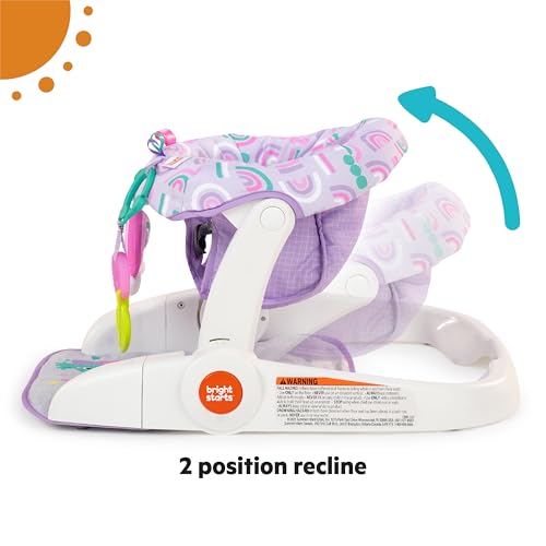 Image of Bright Starts Learn-to-Sit Baby Floor Seat, 2-Positions Grow with Infant, Portable Baby Chair, Includes Sensory Toys, Unisex, 4-12 Months, Purple Paradise