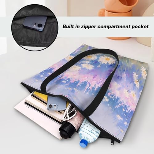 Image of Art Lover Zippered Tote Bag Waterproof Large Work Tote Bags, Artwork Women's Purse Handbags Travel Totes