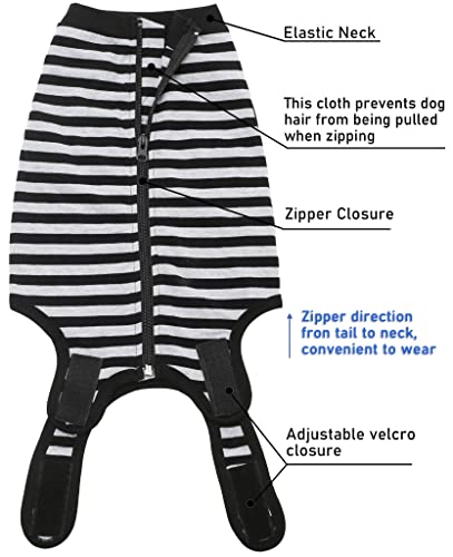 Dog-Surgical-Recovery-SuitSurgery-Female-Male-Dog-ShirtSpayNeuter-Recovery-ClothesZipper-Closure-Cotton-Striped-Wounds-Protect-SuitBlack-Striped-XS - Cucciolini Doodles   Dog-Surgical-Recovery-SuitSurgery-Female-Male-Dog-ShirtSpayNeuter-Recovery-ClothesZipper-Closure-Cotton-Striped-Wounds-Protect-SuitBlack-Striped-XS
