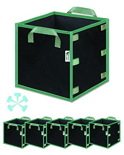 Kartoffel Pflanzsack 5 Stück 20 Gallone aus Vliesstoff Anbaubeutel mit Tragegriffe, Wiederverwendbar Große Garten Pflanzbeutel für Tomaten, Gemüse, Karotten, Zwiebeln, Früchte, Blumen (Schwarz) Cover