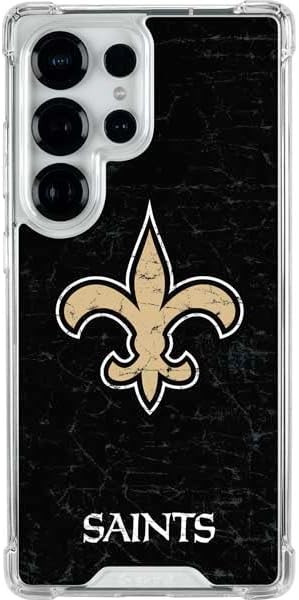 Skinit Clear Phone Case Compatible with Galaxy S25 Ultra - Officially Licensed NFL New Orleans Saints Distressed Design