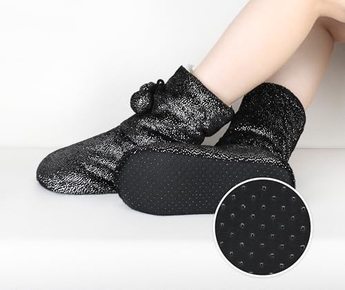 Image of DICUIRD Slipper Socks for Women,Fuzzy House Indoor Boots Slippers with Soft Soles,Warm Cozy Fluffy Sherpa Lined Booties Socks with Non Slip Bottom