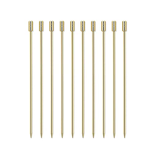 SEIWEI 10PCS Food Picks Fruit Fork Vegetable Cocktail Dessert Picks Stainless Steel Party BBQ Dinner Kitchen Cooking Gadgets Accessories Reusable Gold