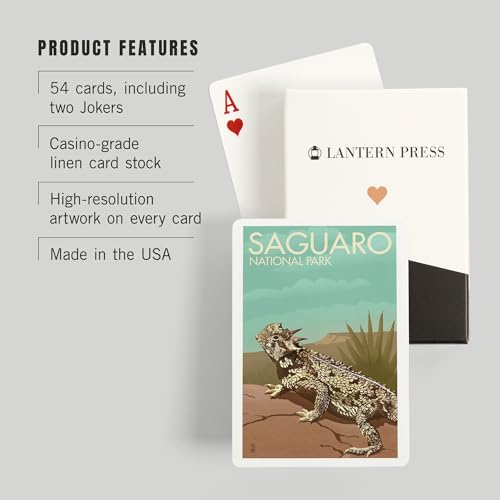 Lantern Press Saguaro National Park, Arizona, Naipes Poker 52 cartas miniatura 3