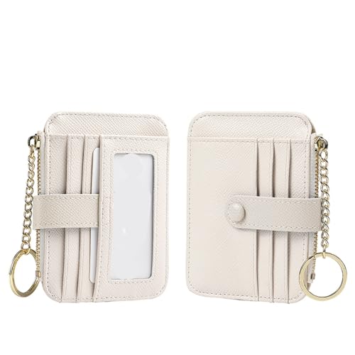 Womens Slim Credit Card Holder Wallet Zipper Coin Pocket ID Window Keychain Minimalist Wallet Purse Pouch2