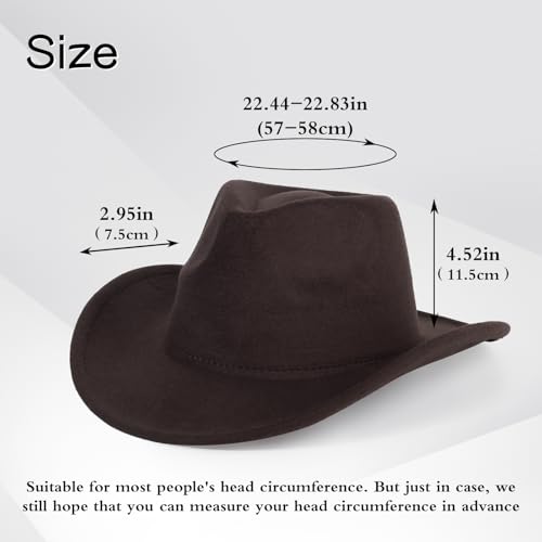 Image of QLAUCA 2 Pack Western Cowboy Hats for Women and Men Classic Felt Wide Brim Costume Cow Boy Hat Roll Up Brim Cowgirl Hat
