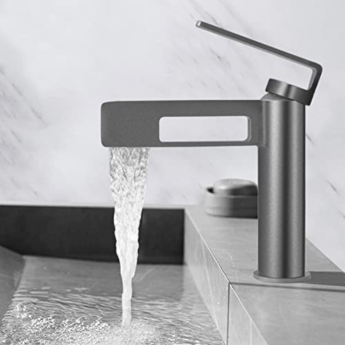 Robinet de salle de bain cascade MOCHAMIK, mitigeur lavabo gris chic