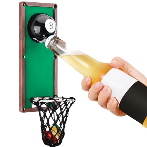 Beer Gifts for Men Dad Billiard Ball Beer Bottle Opener Wall Mounted with Catcher Unique Billiards Accessories for Men Him Boyfriend Grandpa Husband Uncle Perfect for Billiards Room Decor