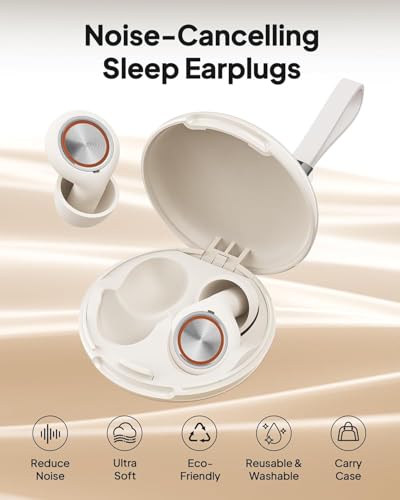 Image of Ear Plugs for Sleeping Noise Cancelling, Reusable Silicone Ear Plugs for Sleeping with 8 Eartips and Case, 45dB Noise Reduction, High-Fidelity Hearing Protection EarPlugs for Concert and Snoring,White