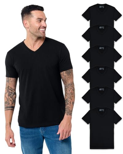 Image of Men's V-Neck T-Shirt Fitted Short Sleeve Soft Cotton Vneck Tees S-2XL