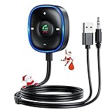 Bluetooth 5.3 Aux Car Adapter, SONRU Bluetooth Receiver for Car [Dual Connection & Mic Noise Cancellation], Aux Adapter with Plug-and-Play for Music/Hands-Free Calls/Stereo Audio