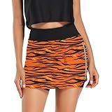 RPLIFE Sportrock mit Tiger-Druck, hohe Taille, kurz, Skorts, Röcke, Damen, hoch, Orange / Schwarz, Tigermuster, Orange / Schwarz, XX-Large