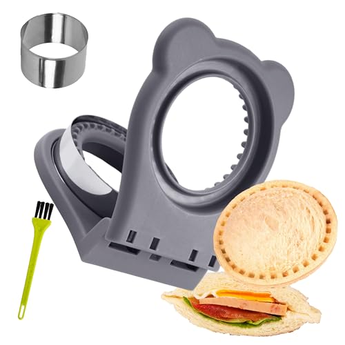 Image of LEPCY Uncrustables Sandwich Maker Sealer Cutter, Crustless Sandwich Cutter, PB&J Uncrustable Maker - Color Grey, Round Shape