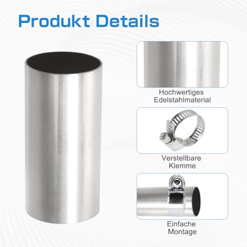 ASOFTY 2 Stück Abgasrohr Standheizung Verbinder, Ø 24mm Edelstahl Abgasrohr Standheizung Stumpf mit 4 Klammern, 50mm Länge, Verlängerungsrohr Rohrverbinder, Auspuffrohr Rohrverbinder für Auto