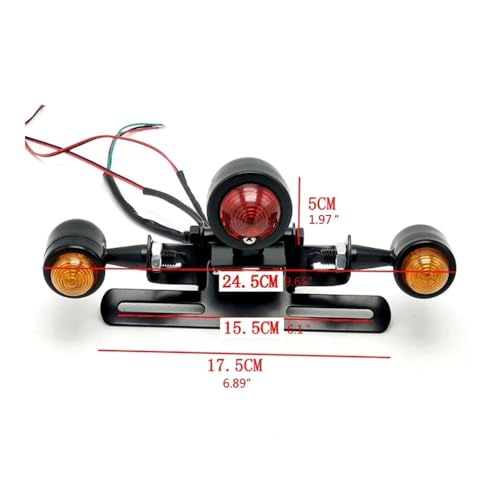 Feu arrière LED pour moto avec support de plaque réglable d'immatriculation