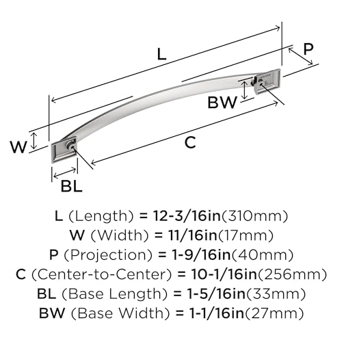 Image of Amerock Candler 10-1 /16 inch (256mm) Center-to-Center Polished Chrome Cabinet Pull, BP2935226